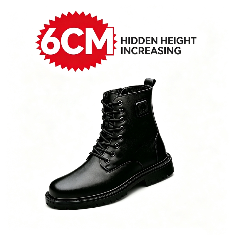Men'S Shoes With Height Increase - Мужские зимние кожаные ботинки на скрытой
